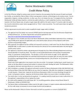 Racine Wastewater Utility Credit Meter Policy