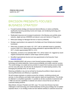 Ericsson presents focused business strategy