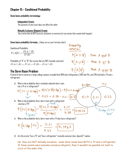Chapter 15 &ndash; Conditional Probability The Dorm Room