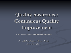 2010 Quality Assurance - Rhonda G Patrick, LCSW, MPA
