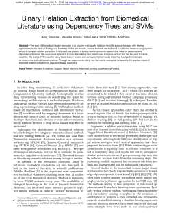 Binary Relation Extraction from Biomedical Literature using