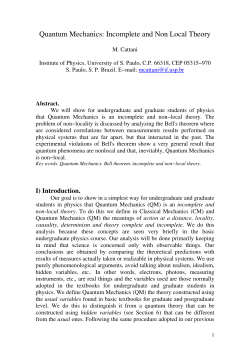 Quantum Mechanics: Incomplete and Non Local Theory