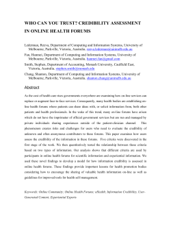 Credibility assessment in online health forums, Health Policy and