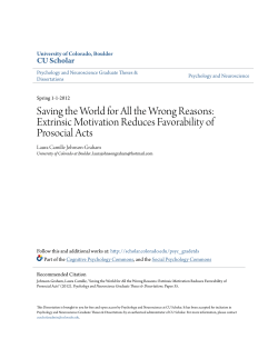 Extrinsic Motivation Reduces Favorability of Prosocial
