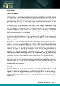 PROCUREMENT Procurement structure The core structure of a