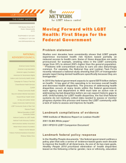 Moving Forward with LGBT Health: First Steps for the Federal