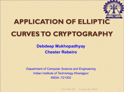 Elliptic Curve Cryptography 2nd - CSE IIT Kgp