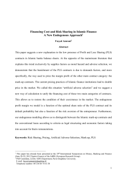 Financing Cost and Risk Sharing in Islamic Finance A New