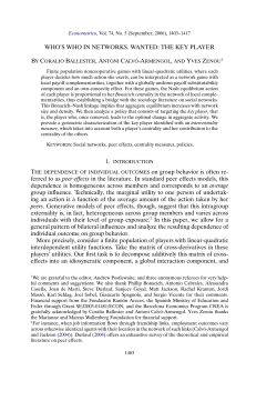 Who`s Who in Networks. Wanted: The Key Player