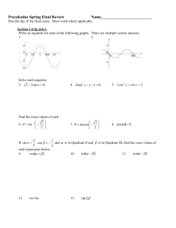 Precalculus Spring Final Review Name