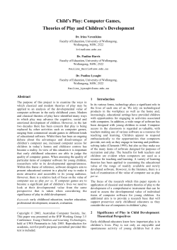 Child`s Play: Computer Games, Theories of Play and Children`s