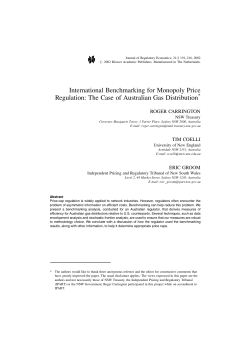 International Benchmarking for Monopoly Price Regulation: The