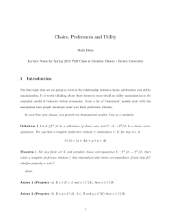 Choice, Preferences and Utility