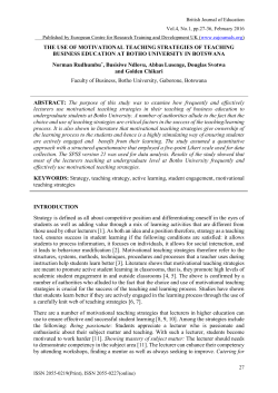 THE USE OF MOTIVATIONAL TEACHING STRATEGIES OF