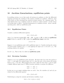 18 Jacobian Linearizations, equilibrium points