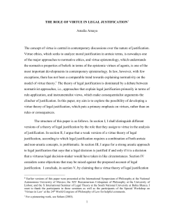 THE ROLE OF VIRTUE IN LEGAL JUSTIFICATION* Amalia Amaya