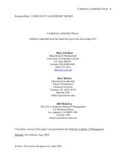 Running head: Complexity Leadership Theory