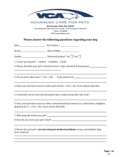 Dietary History - VCA Animal Hospitals