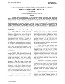 analysis of prospect theory on equity investment decision making