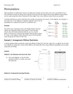 Pre-Calculus 12B Section 11.1 Permutations Many questions in
