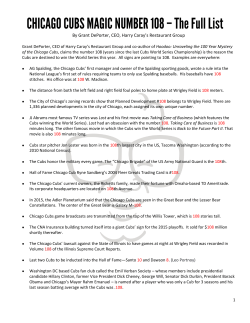 By Grant DePorter, CEO, Harry Caray`s Restaurant Group