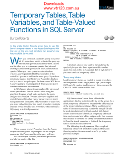 Temporary Tables, Table Variables, and Table