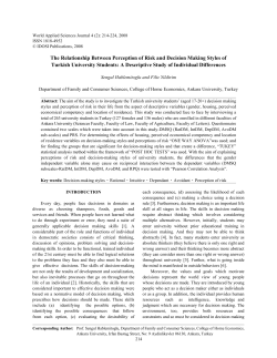 The Relationship Between Perception of Risk and Decision Making