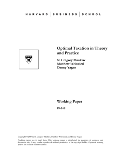 Optimal Taxation in Theory and Practice Working Paper
