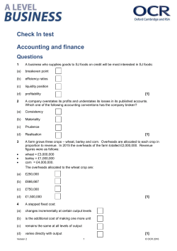 A Level Business Check In test (Accounting and Finance)