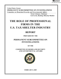 The Role of Professional Firms in the U.S. Tax Shelter Industry