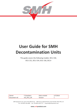 User Guide for SMH Decontamination Units