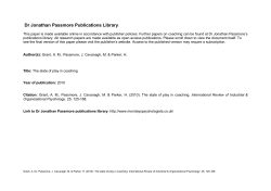 Dr Jonathan Passmore Publications Library