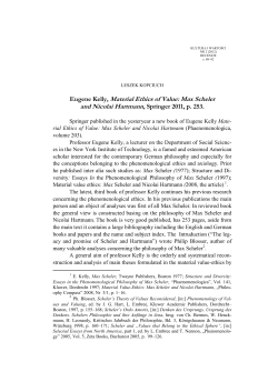 Eugene Kelly, Material Ethics of Value: Max