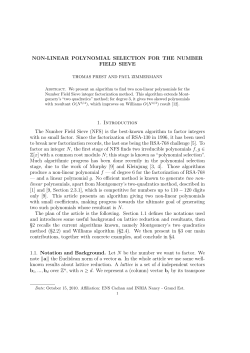 NON-LINEAR POLYNOMIAL SELECTION FOR THE NUMBER