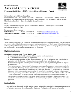 Arts and Culture Grant Program Guidelines • 2015
