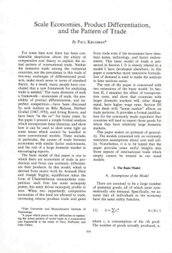 Scale Economies, Product Differentiation, and the Pattern of Trade