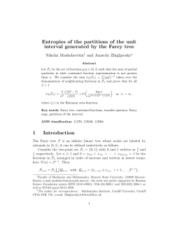 Entropies of the partitions of the unit interval
