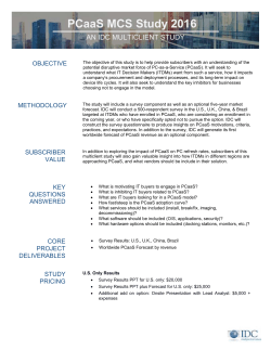 PCaaS MCS Study 2016