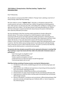 DVIP Children`s Therapy Services- Filial Play Coaching: &ldquo;Together