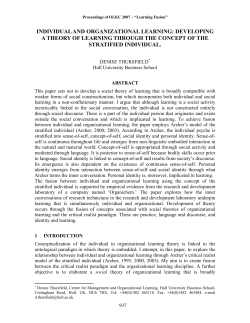 individual and organizational learning: developing a theory of