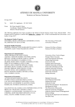 JTA Results (SPRING 2018)