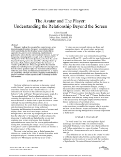 The Avatar and the Player: Understanding the Relationship beyond