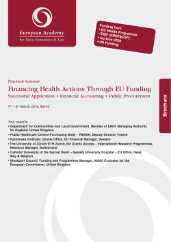 Financing Health Actions Through EU Funding