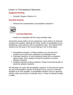 Lesson 4.3 precipitation reactions
