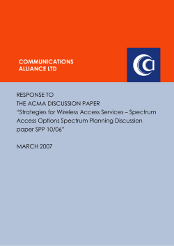 COMMUNICATIONS ALLIANCE LTD RESPONSE TO THE ACMA