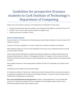 Guidelines for prospective Erasmus students to Cork Institute of