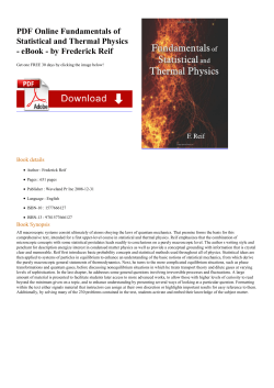 PDF Online Fundamentals of Statistical and Thermal