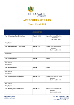 ACC SPORTS RESULTS Term 4 Week 2 2014