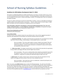 SON syllabus guidelines