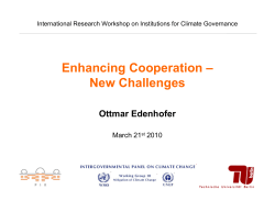 Enhancing Cooperation &ndash; New Challenges